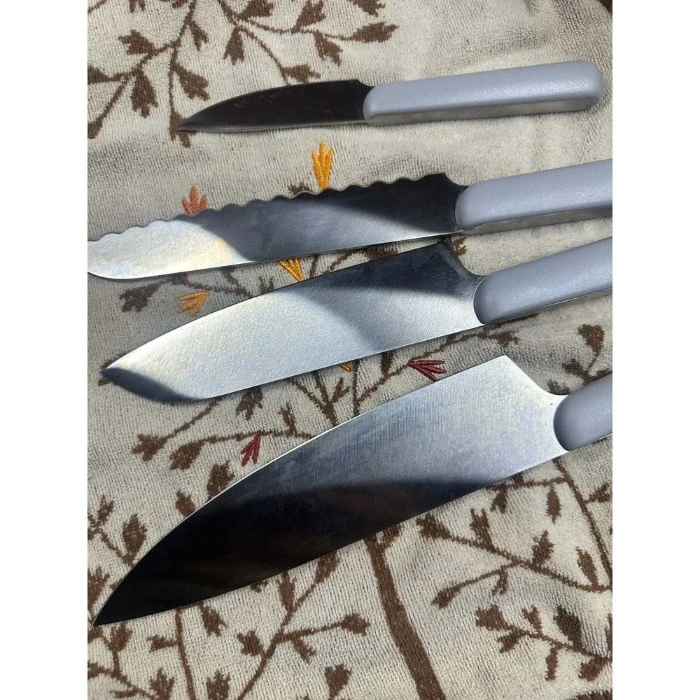 Caraway Home 5-Piece Knife Set with Wooden Block - Gray